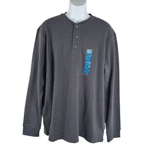 Eddie‎ Bauer Thermal Henley Shirt Mens 2XL Waffle Gray Long Sleeve NWT TP-3187